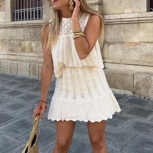 NWT Zara Black Pointelle Knit Mini Skirt 4331/079/800